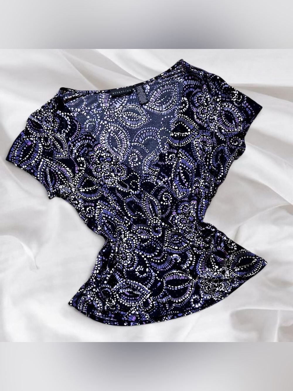 Y2K Purple Polka Dot Wrap Top